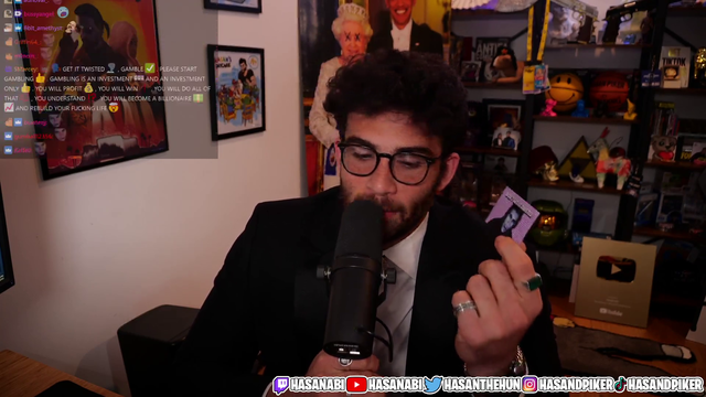Hasan reveals he carries a card with Trainwrecks face on it as a superstition whenever he plays slots in Vegas
