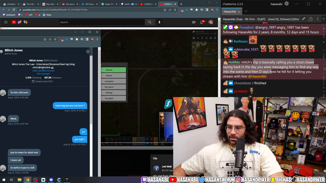 Mitch Jones calls Hasan a clout chaser...irony ensues