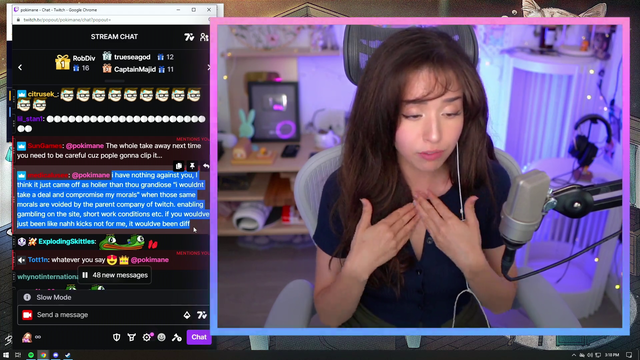 Poki clarifies her stance with an example of what would be weird for a streamer to do