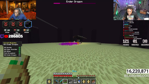 Kai and Speed have beaten all 4 bosses on Minecraft finishing their Minecraft Hardcore run