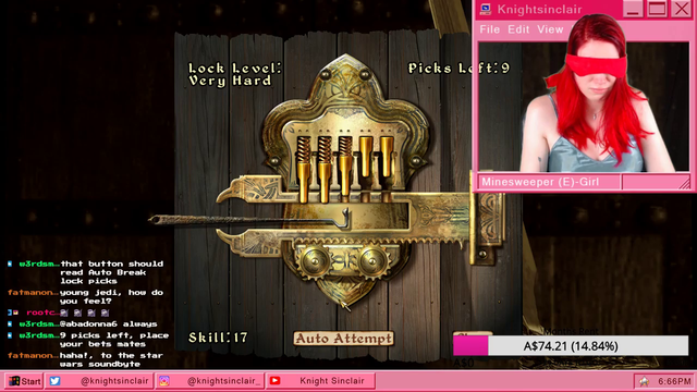 KnightSinclair picks a very hard lock in Oblivion while blindfolded.
