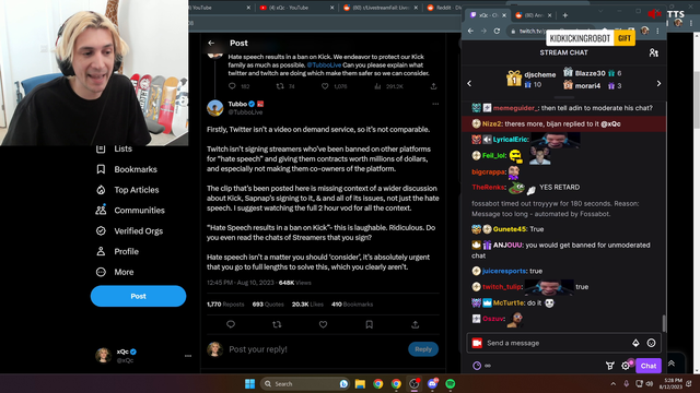 xQc on Forsen's Chat vs. Adin's Chat