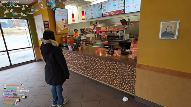 ExtraEmily picks up ExtraEmily's bundle from Popeyes