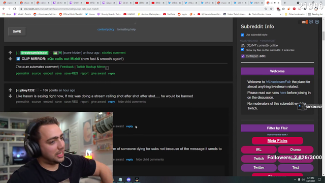 Mizkif on allegedly ignoring xQc