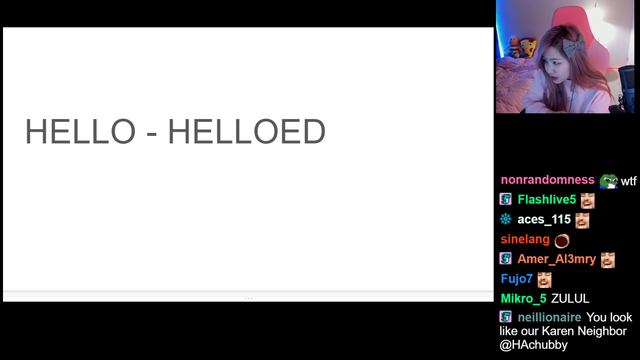 Hachu teaches her chat about the past tense