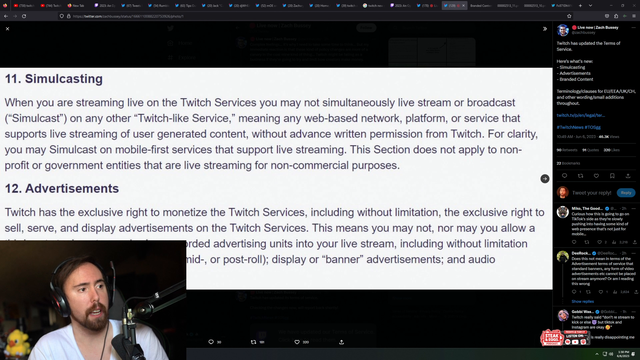 Simulcasting to multiple platforms while streaming on Twitch is not allowed even if the streamer is not partnered or affiliated with twitch