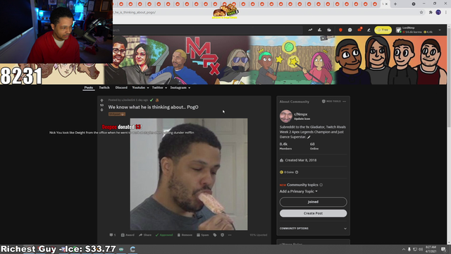 Nick changes his shirt after getting bullied by chat