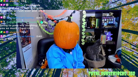 Streamer gets pumpkin stuck on head and dad walks in