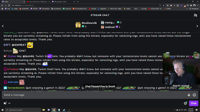 DJwheat tells Quin69 his testosterone is too low for high bitrate.
