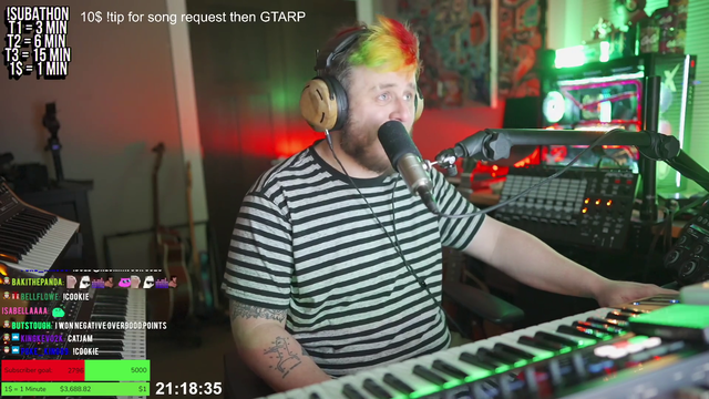 Streamer creates a beautiful song with looping machine