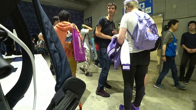 Jakenbake left his camera and backpack outside the toilet