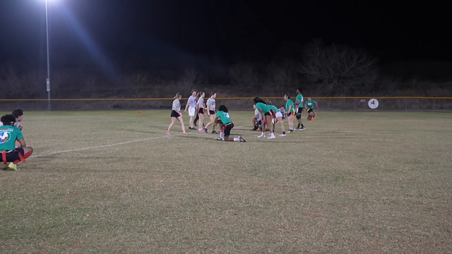 Erobb gets dusted in flag football.