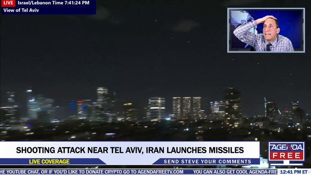 Steve of Agenda-Free TV reporting as Iranian missiles arrive in Israel