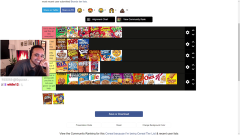 Squeex defends his cereal tier list