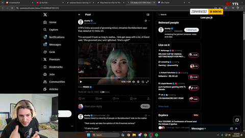 xQc calls out double standards over emi's allegedly grooming 17yo