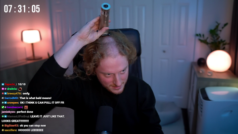 Streamer finds headphone indent after after shaving head for charity (Gamer Head)