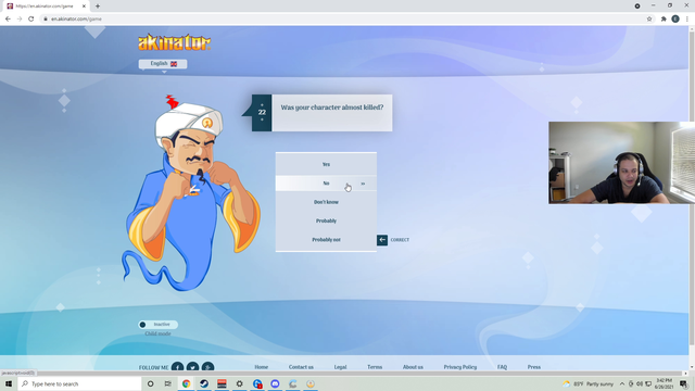 Erobb tries to get himself on Akinator