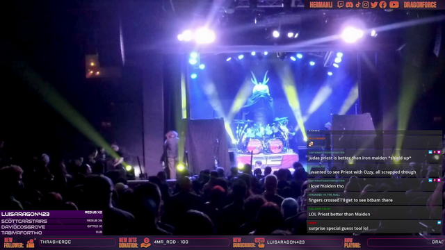 Metal band DragonForce will be streaming the first show of their Tour, starting at 9:30pm pst.
