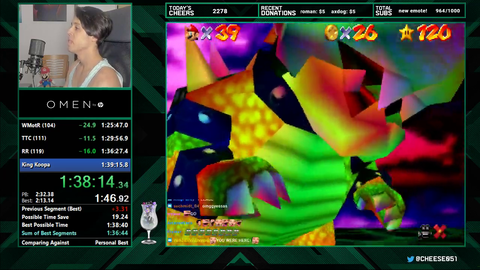 Cheese breaks his own WR in Super Mario 64 and gets the legendary 1:38