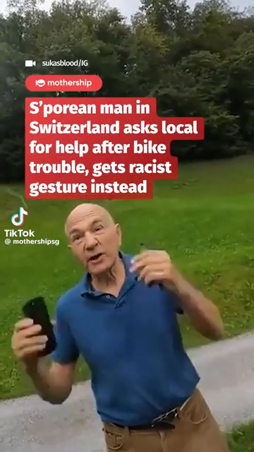 Sukas, a 37-year-old Singaporean livestreamer asked for help in Giswil, Switzerland, but the Swiss man refused to help, and even made a slanted-eye gesture at him.
