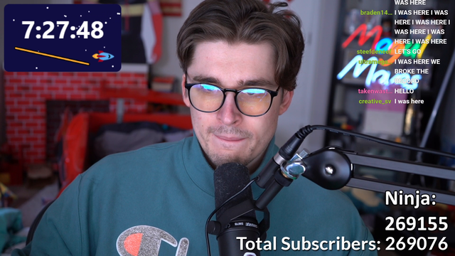 Ludwig officially beats Ninja's all time sub record with over 269,000 subs