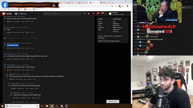 Hasan reads comments from his whiteknights.