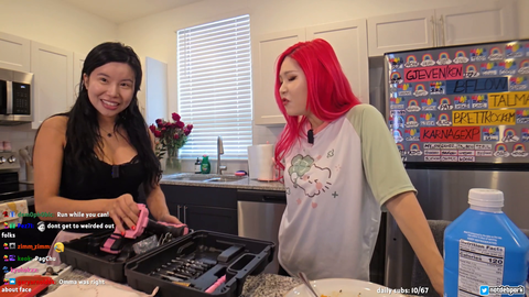 Deb shows Hachu the drill she found in Fuslie's workshop