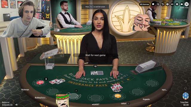 xQcOW - Stream sniper jebaites blackjack dealer