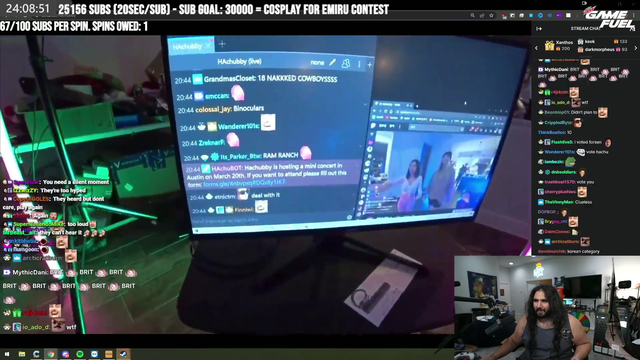 Esfand uses his house PA system to troll Hachubby's karaoke party