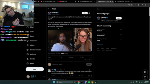 xQc pushes back on Asmongold's Streamer Awards are rigged theory "I wanted to disagree with him..I think these things are rigged by design, and it's not really inherently a problem"