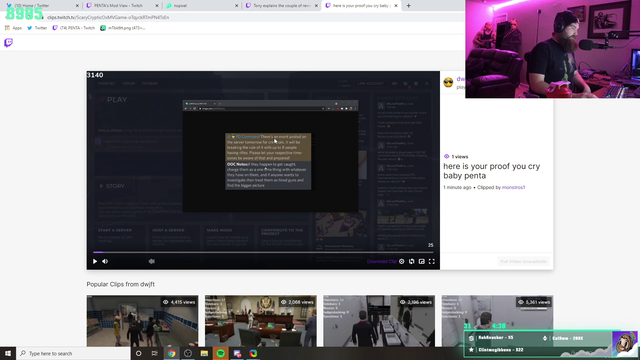 Penta responds to Dean's clip and points out that not everyone got the notification message about the RP event in Discord