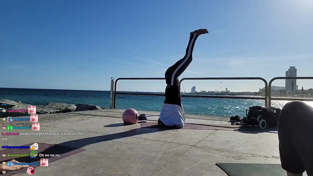 Hachu joins a yoga class