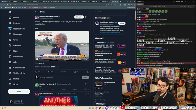 Hasan finds out he may be under investigation by the Trump administration