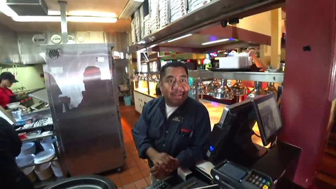 Very wholesome pizza place giving free pizza to tourists.