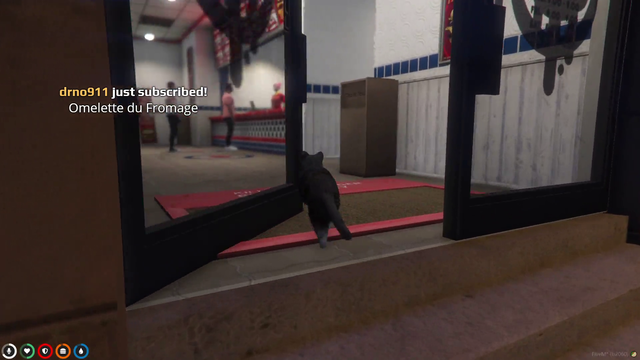 Naughty cat sneaks into Burger Shot