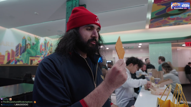 Esfand tries the Big Cheez-It from Taco Bell in NYC