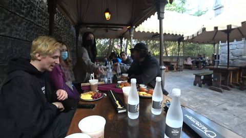 Man child gets upset his food is touching