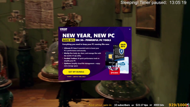 Jaycgee's subathon gets a Winzip popup while she's asleep, chat begins their quest to find someone in the house who's awake