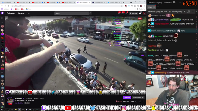 Adin Ross has LAPD show up with a helicopter to his unban stream, stream ends