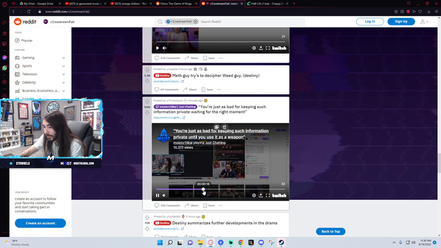 MoistCrit1kal misquoted by a Reddit user on the r/LivestreamFail subreddit