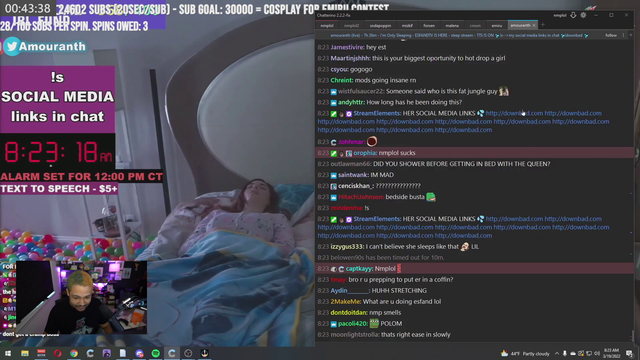 Nick got banned in Amouranth's chat live on stream