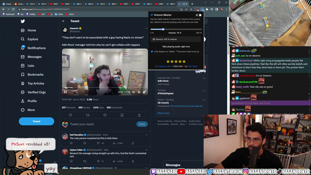 Adin Ross's manager keeps it honest with him after Adin asks why he can't get celebrities on his stream