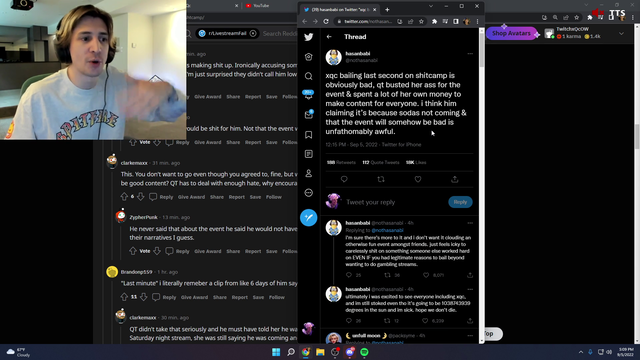 xqc flames hasan for his tweet