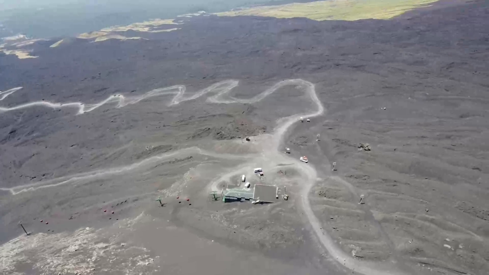 Mt Etna rumbles while streamer uses air drone. Mt Etna had an eruption just last week and is full of tourists today.