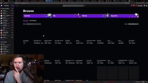 Asmongold checks out the Just Chatting section