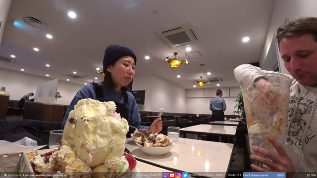While in Sapporo Rob and Tracy decide to eat some parfait as a challenge