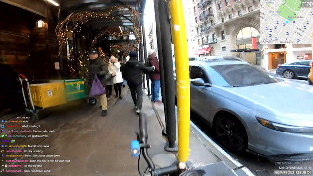 Huge chunks of ice falling off buildings in NYC