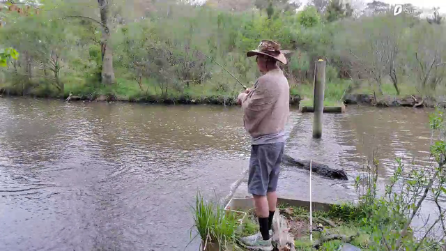 Alec Ludford pulls in a big eel!