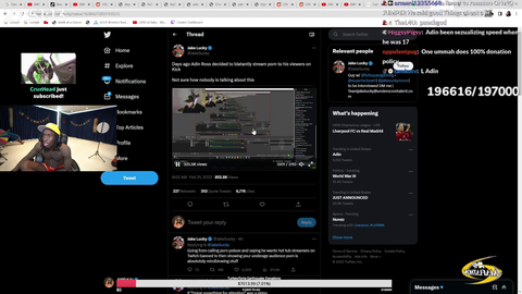 Adin Ross was streaming p*orn to his audience on Kick