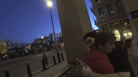 Greek and Soda share a special moment in the cold